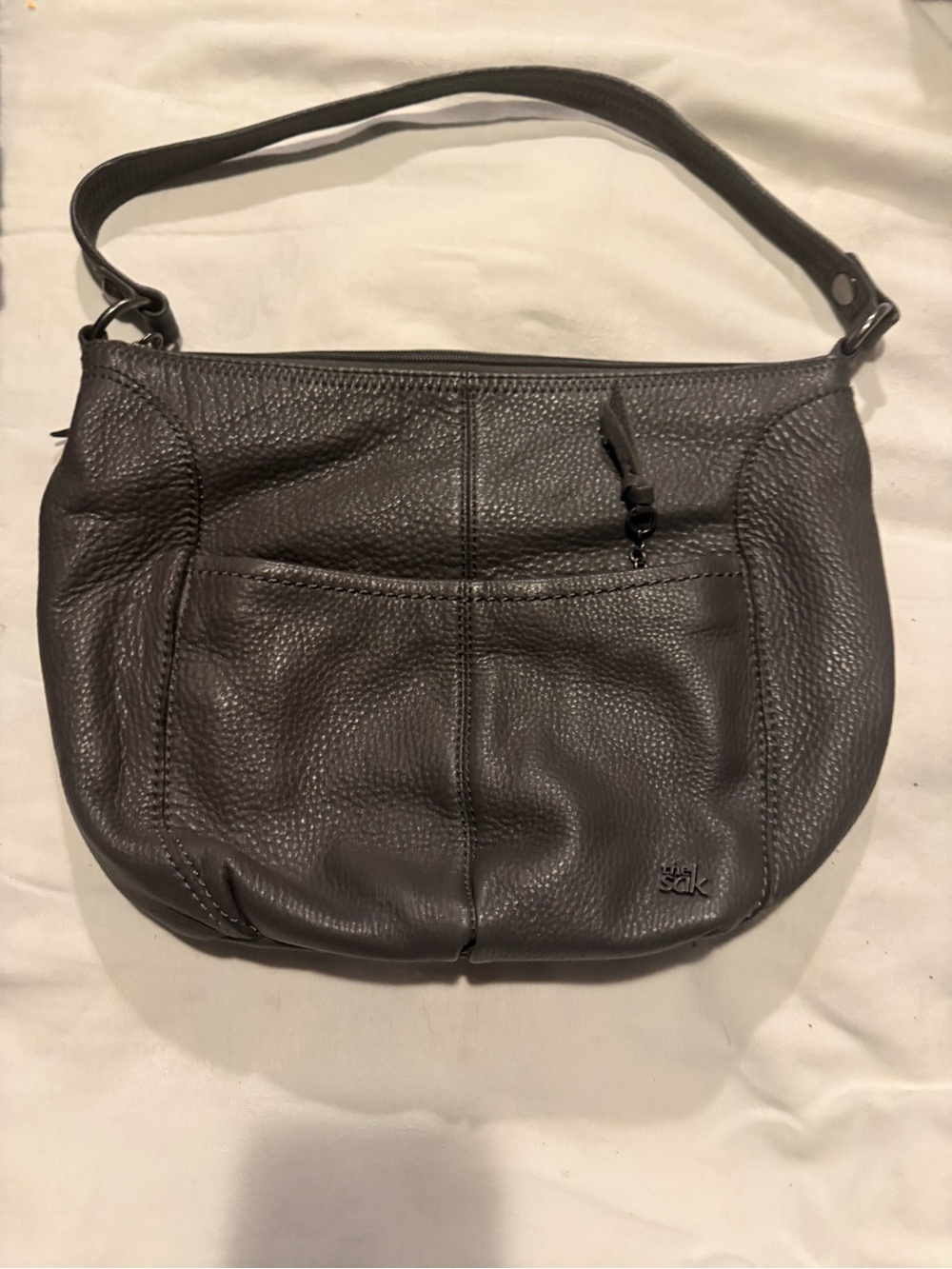 The Sak Pebbled Leather Shoulder Bag - Charcoal Gray